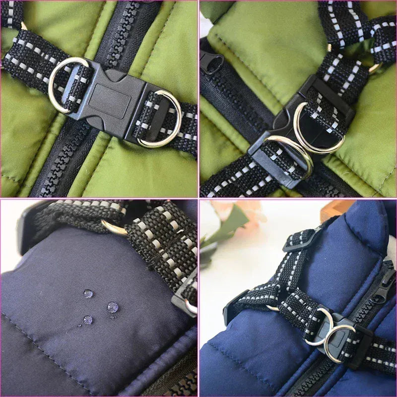 Integrated Dog Jacket & Harness - Waterproof Winter Coat for All Seasons