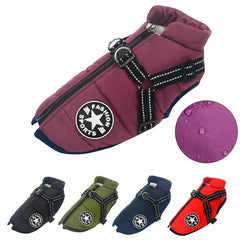 Integrated Dog Jacket & Harness - Waterproof Winter Coat for All Seasons
