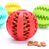 Interactive Rubber Dog Ball - Food Dispensing Chew Toy for Teeth Cleaning
