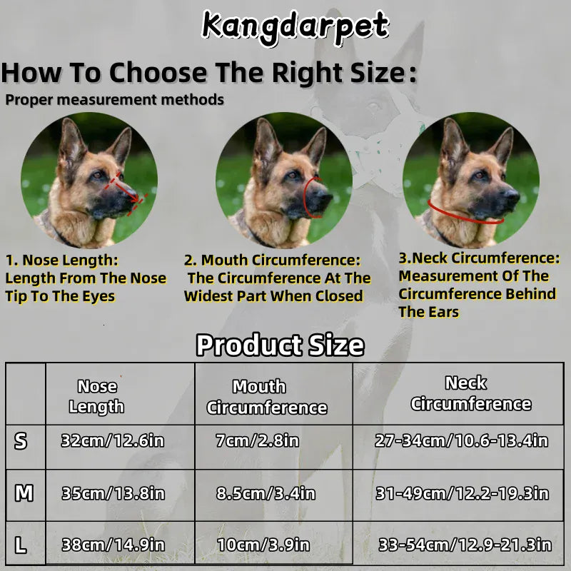 Kangdarpet Leather Dog Muzzle - Bite-Proof Training Cage for Large Breeds