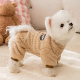 Leash-Attachable Plush Dog Sweater Jacket | Winter Warm Pet Clothes for Small Dogs, Chihuahuas & Teddy Outfits