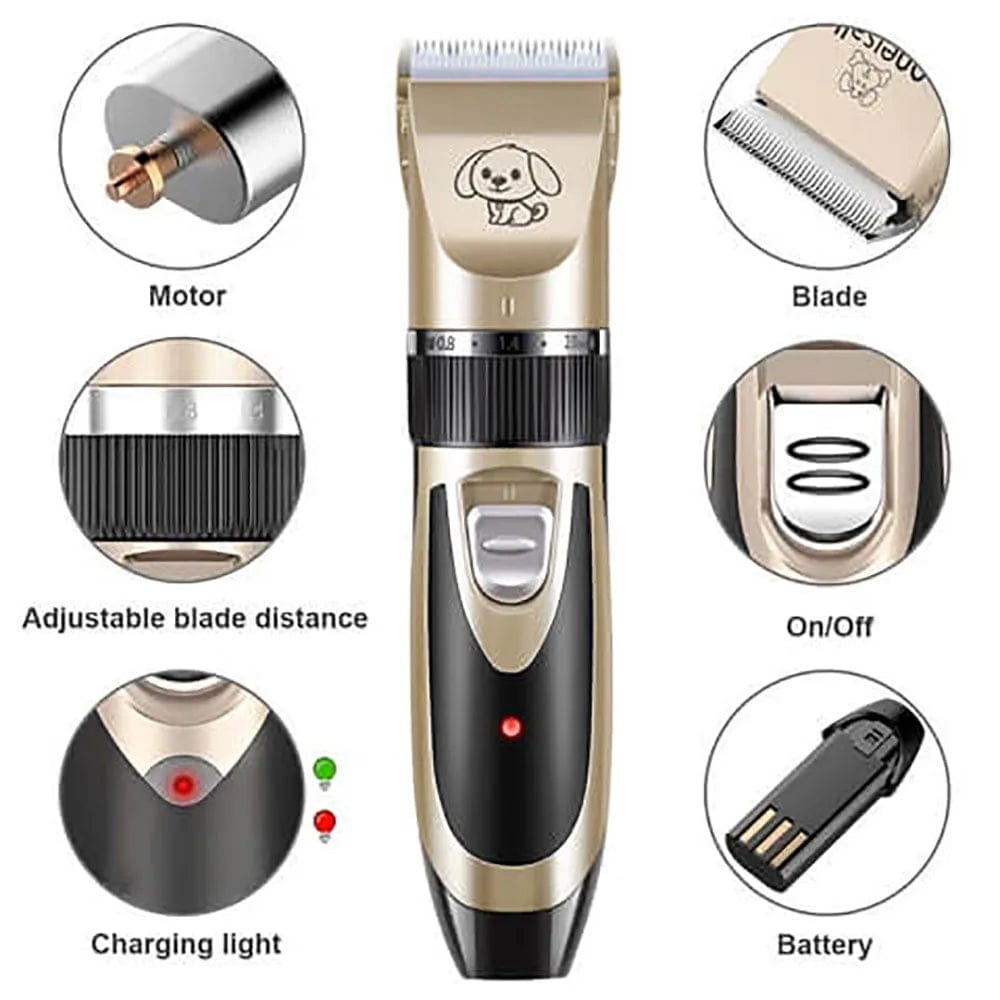 Low-Noise Dog Clippers - Rechargeable Pet Grooming Kit with 4 Guide Combs