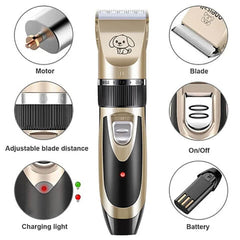 Low-Noise Dog Clippers - Rechargeable Pet Grooming Kit with 4 Guide Combs