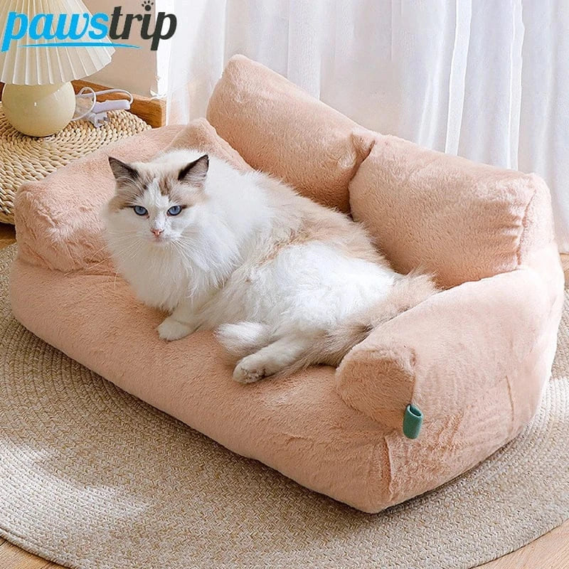 Luxury Cat Bed Sofa – Winter Warm Plush Pet Nest for Small Dogs & Cats