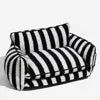 Luxury Striped Lambswool Pet Sofa - Double Layer Couch for Dogs & Cats