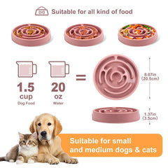 Maze Pattern Slow Feeder Bowl - Anti-Gulping Puzzle Dish for Dogs & Cats