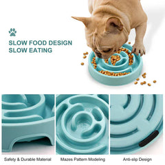 Maze Pattern Slow Feeder Bowl - Anti-Gulping Puzzle Dish for Dogs & Cats