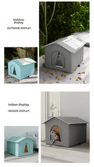 Outdoor Cat House Waterproof - Winter Warm Pet Cave Bed Foldable Washable
