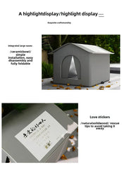 Outdoor Cat House Waterproof - Winter Warm Pet Cave Bed Foldable Washable
