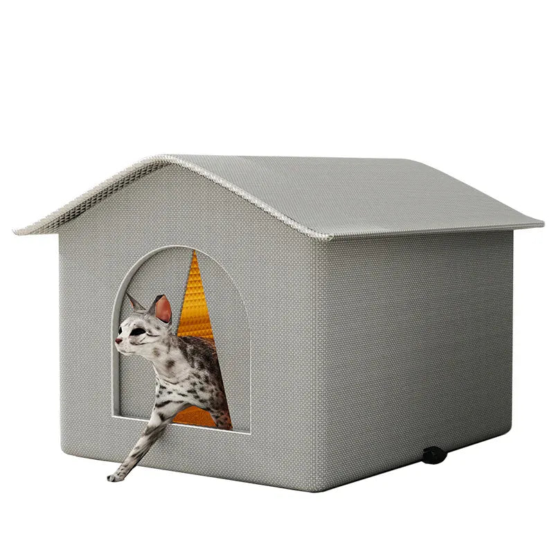 Outdoor Cat House Waterproof - Winter Warm Pet Cave Bed Foldable Washable