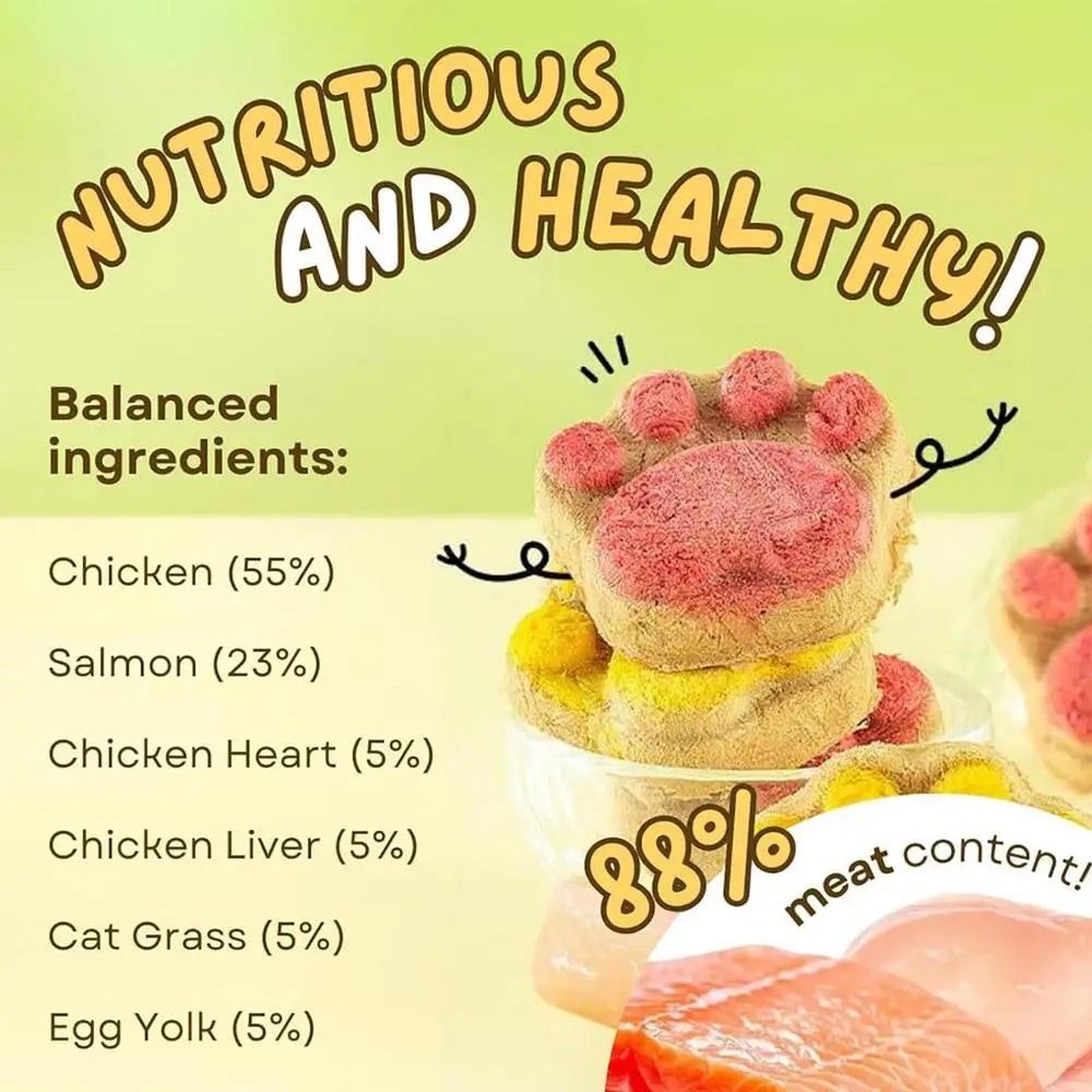 Paw Print Cat Treats - Natural Freeze-Dried Dental Health Snacks