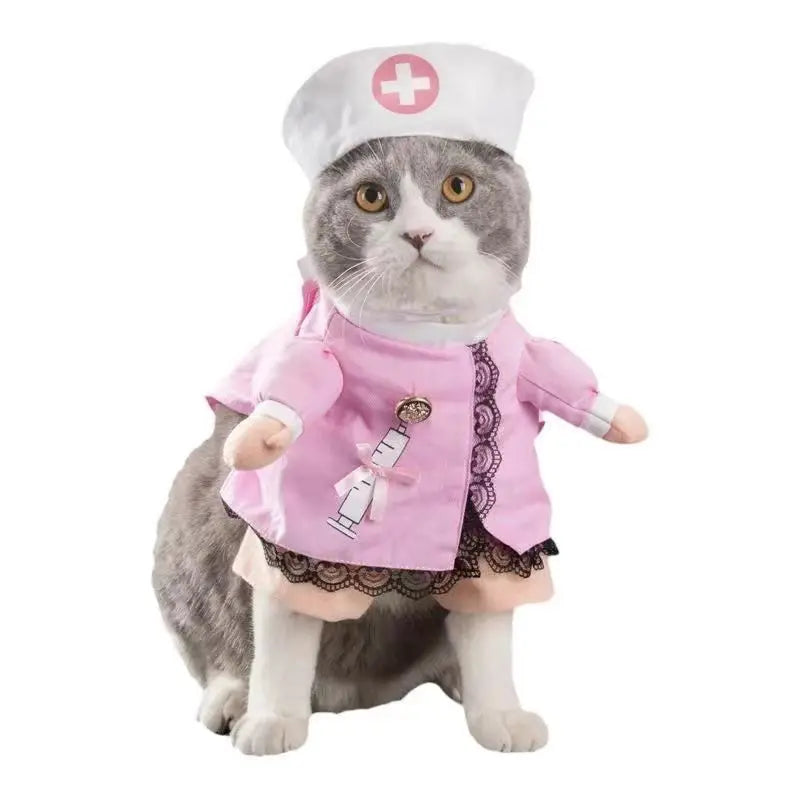 Pet Cosplay Costume - Police, Nurse & Doctor Outfits for Cats & Small Dogs