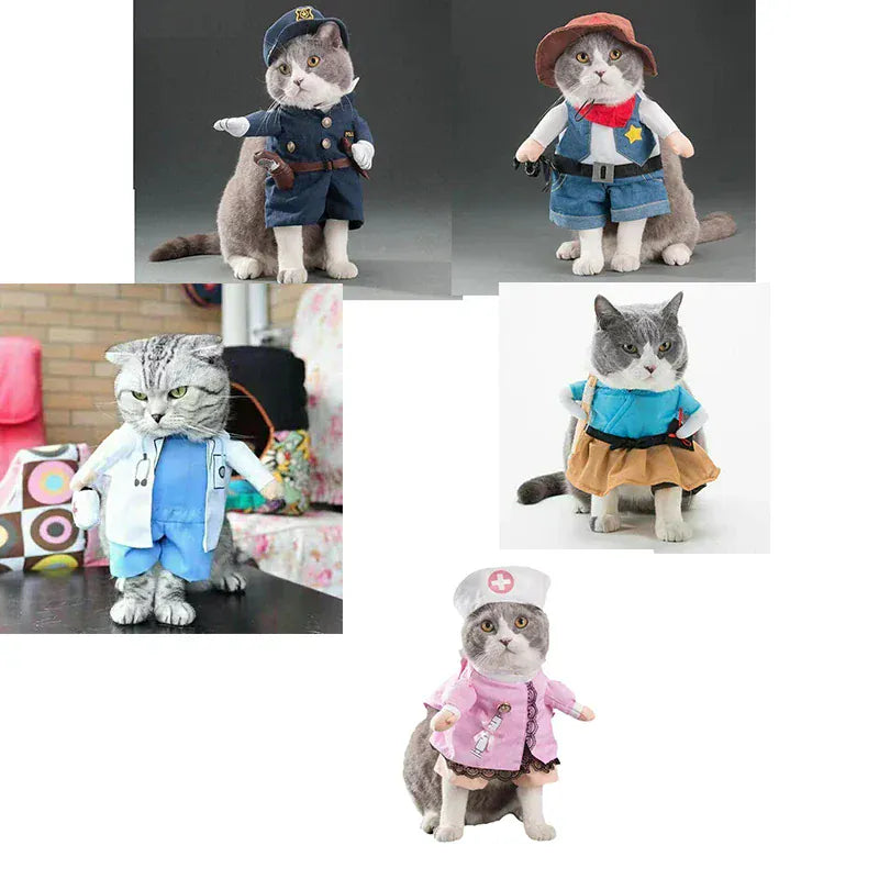 Pet Cosplay Costume - Police, Nurse & Doctor Outfits for Cats & Small Dogs