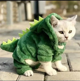 Pet Dinosaur Costume | Funny Halloween Cat & Dog Clothes | Winter Warm Fleece Hoodie for Small Dogs & Cats