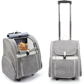 Pet Rolling Carrier with Wheels - 2-in-1 Dog Backpack & Cat Travel Trolley, Convertible Wheeled Pet Carrier for Medium Pets up to 16lbs