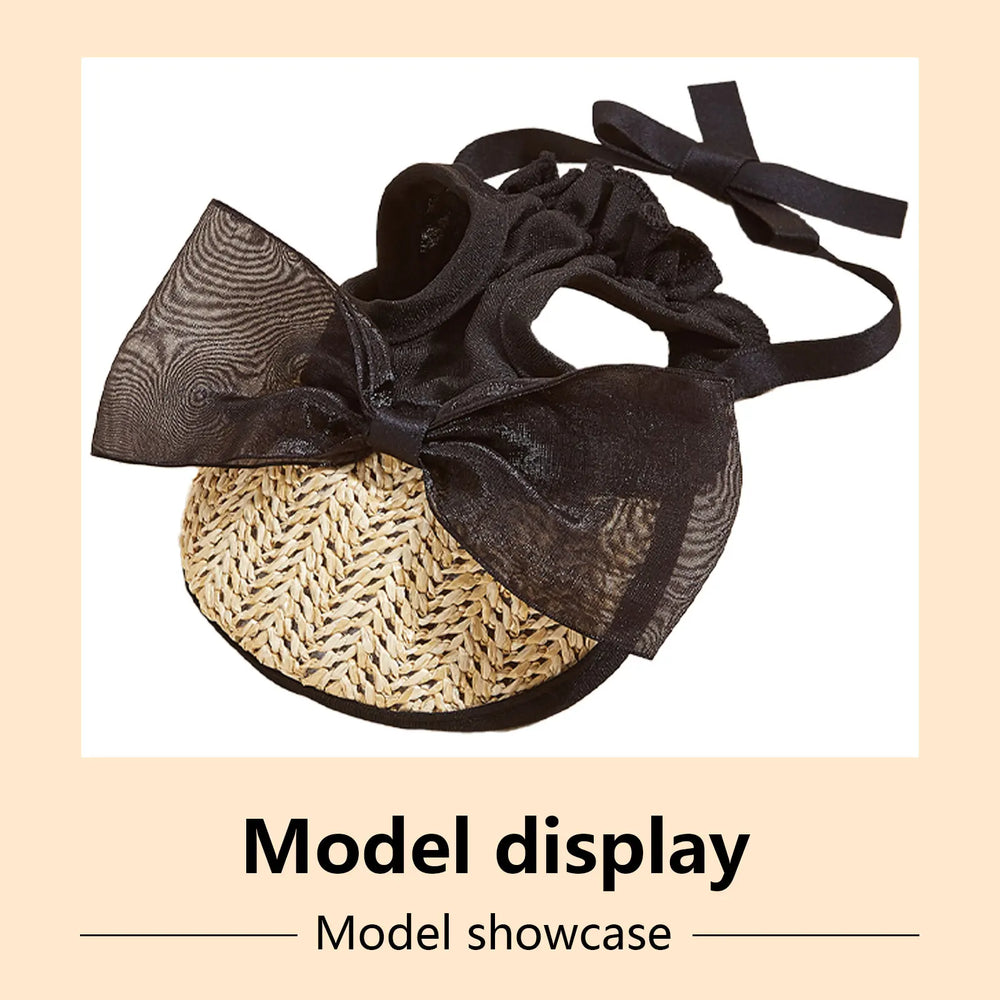 Pet Sun Hat with Bow – Adjustable Summer Sunshade Hat for Dogs & Cats