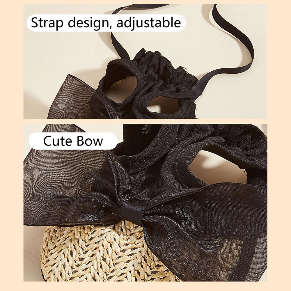 Pet Sun Hat with Bow – Adjustable Summer Sunshade Hat for Dogs & Cats
