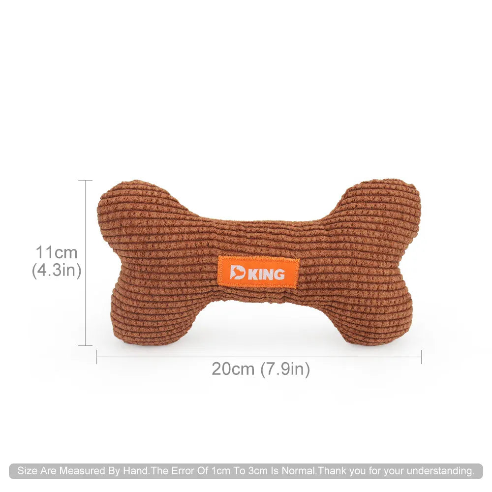 Plush Bone Dog Toy - Small Puppy Squeaky Chew Toy with Multiple Squeakers