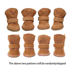 Plush Dog Snow Boots - 100% Cotton Warm Winter Shoes for Small Dogs