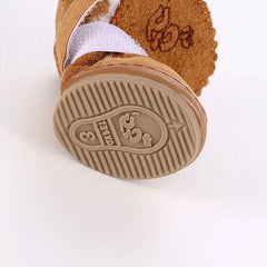 Plush Dog Snow Boots - 100% Cotton Warm Winter Shoes for Small Dogs