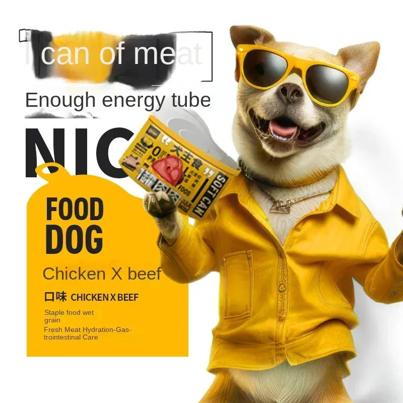 Premium Canned Dog Wet Food | High-Protein Beef Snack | Hydrating & Fattening Nutritional Supplement | Soft Meat Treat for