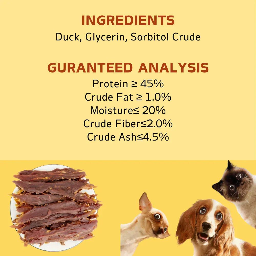 Pure Duck Jerky Dog Treats - 100% Natural Single-Ingredient Training Rewards