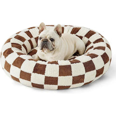 Round Plush Dog Bed - Winter Warm Cat Sleeping Nest with Raised Rim