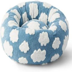 Round Plush Dog Bed - Winter Warm Cat Sleeping Nest with Raised Rim