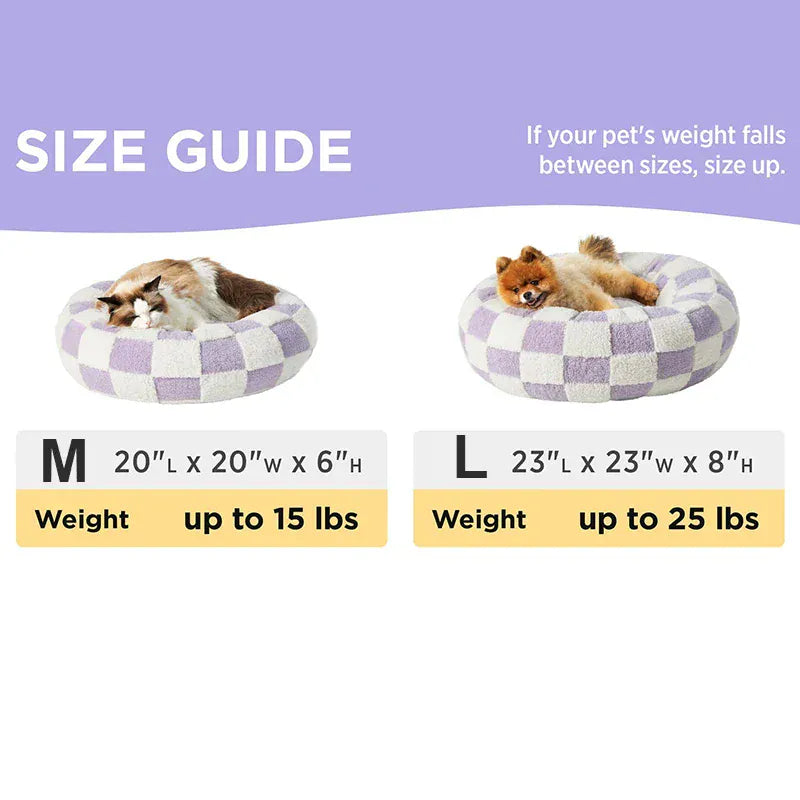 Round Plush Dog Bed - Winter Warm Cat Sleeping Nest with Raised Rim