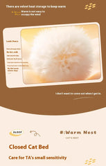 Self-Warming Cat Cave Bed with Tunnel - Plush Winter Hideaway & Sleeping Bag