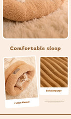 Self-Warming Cat Cave Bed with Tunnel - Plush Winter Hideaway & Sleeping Bag