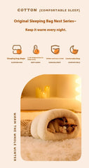 Self-Warming Cat Cave Bed with Tunnel - Plush Winter Hideaway & Sleeping Bag
