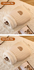 Self-Warming Cat Cave Bed with Tunnel - Plush Winter Hideaway & Sleeping Bag