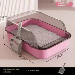 Semi-Closed Splashproof Cat Litter Box - Removable Easy Clean Pet Toilet