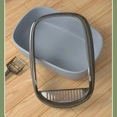 Semi-Closed Splashproof Cat Litter Box - Removable Easy Clean Pet Toilet