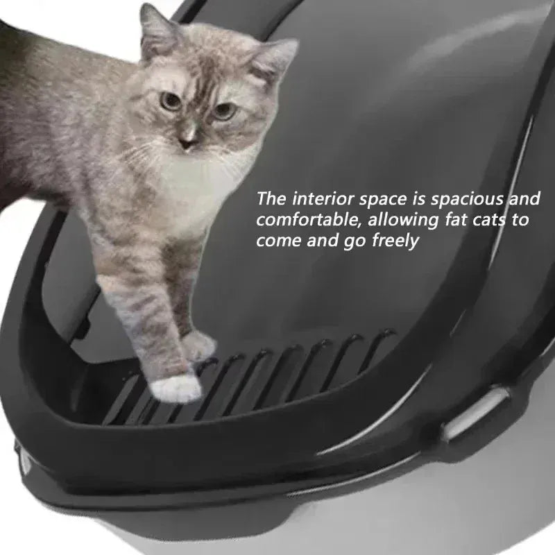 Semi-Closed Splashproof Cat Litter Box - Removable Easy Clean Pet Toilet