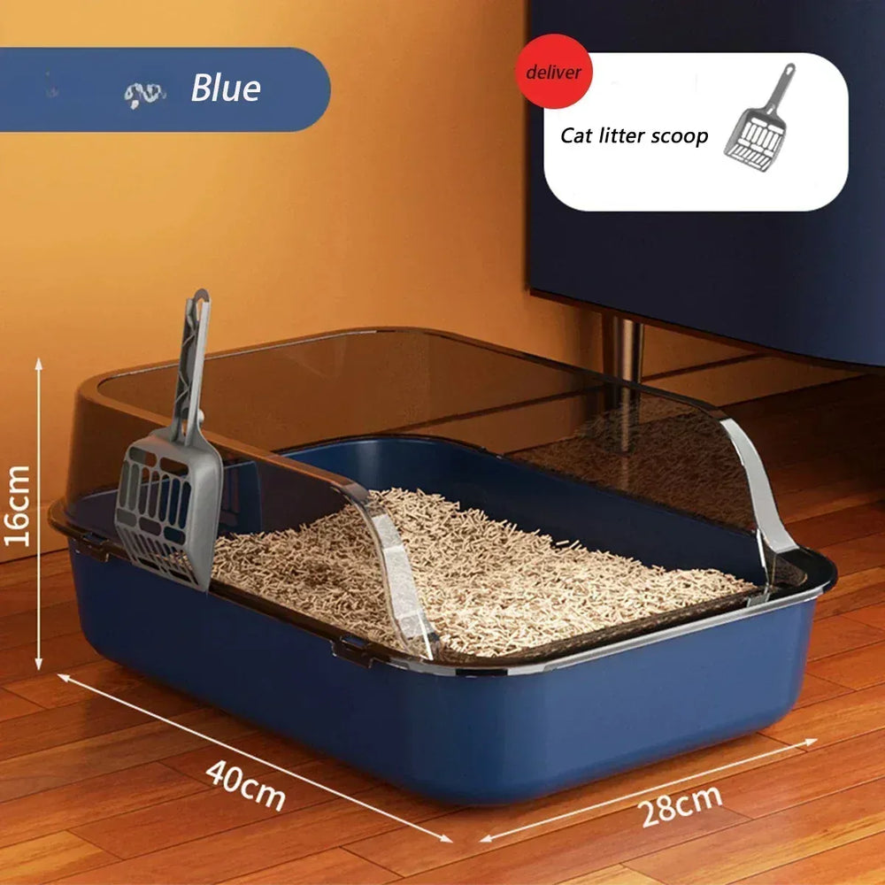 Semi-Enclosed Cat Litter Box - High Fence Design with Privacy Hood