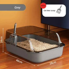 Semi-Enclosed Cat Litter Box - High Fence Design with Privacy Hood