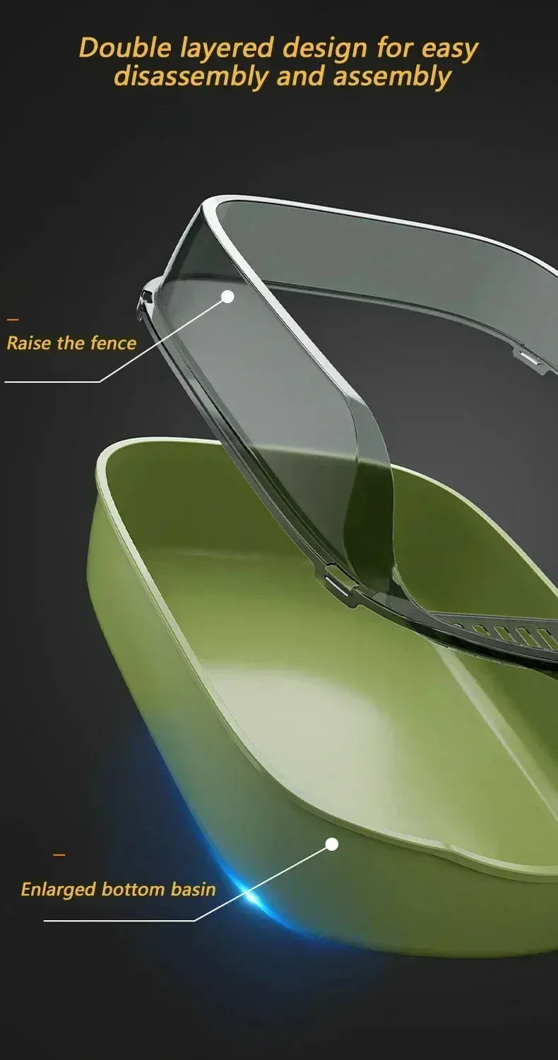 Semi-Enclosed Cat Litter Box - High Fence Design with Privacy Hood