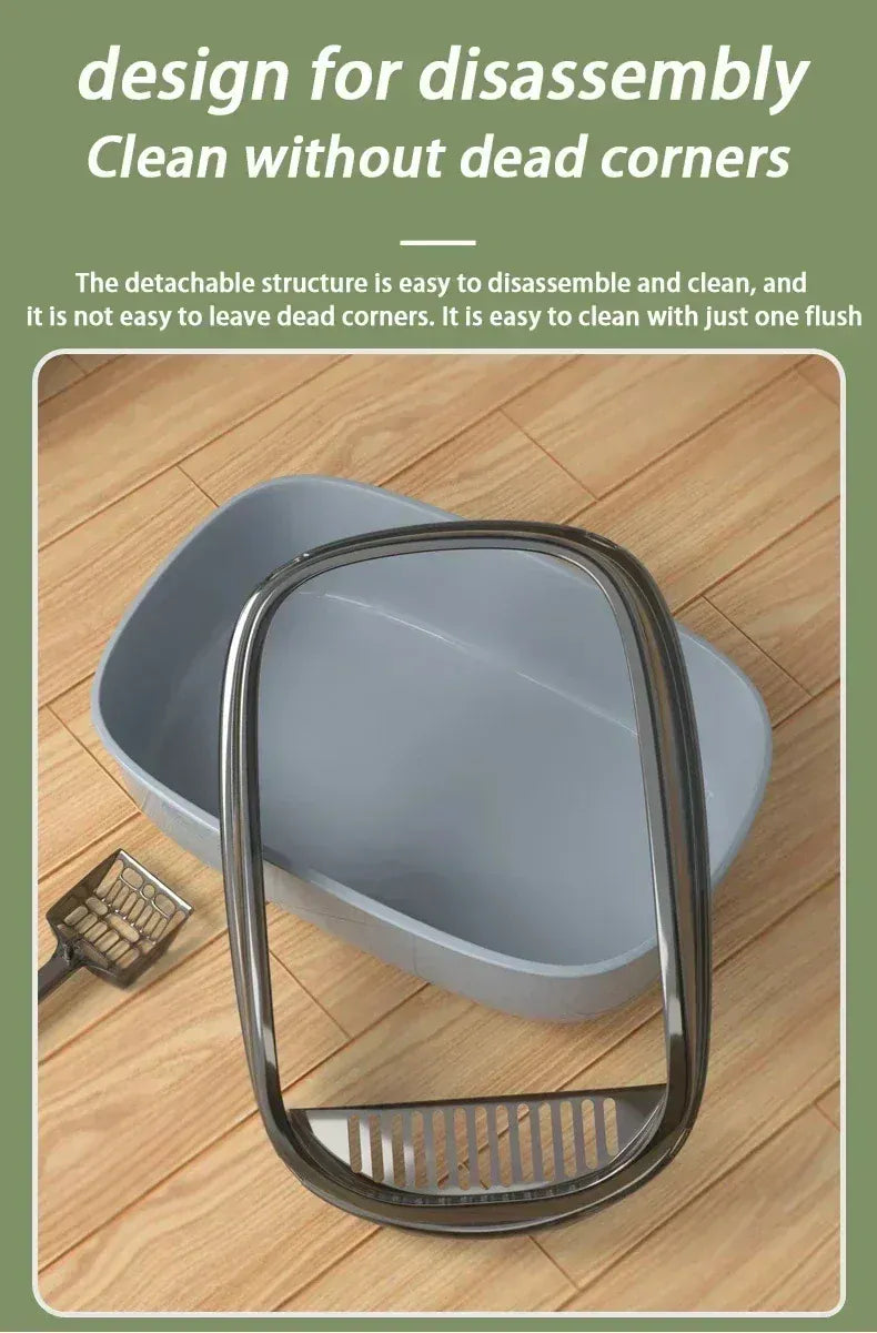 Semi-Enclosed Cat Litter Box - High Fence Design with Privacy Hood