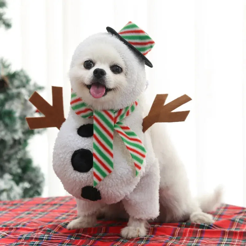 Snowman Dog Christmas Costume - Funny Winter Pet Outfit for Large Breeds