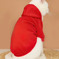Solid Color Pet Hoodie - Two-Legged Winter Sweatshirt for Cats & Puppies
