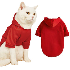 Solid Color Pet Hoodie - Two-Legged Winter Sweatshirt for Cats & Puppies