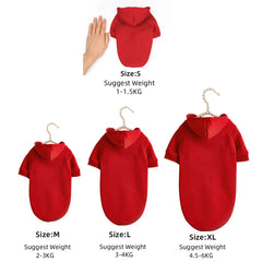 Solid Color Pet Hoodie - Two-Legged Winter Sweatshirt for Cats & Puppies