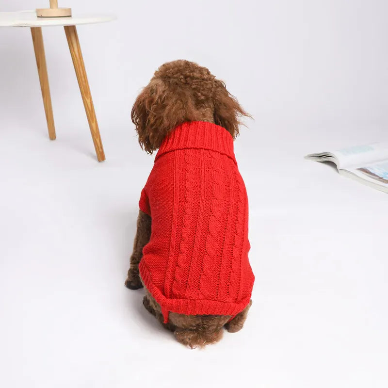 Solid Cotton Dog Sweater - Soft Winter Pet Apparel for All Sizes
