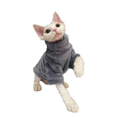 Sphynx Cat Turtleneck Sweater - Soft Fleece Winter Coat for Hairless Cats