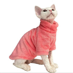 Sphynx Cat Turtleneck Sweater - Soft Fleece Winter Coat for Hairless Cats