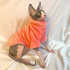 Sphynx Cat Turtleneck Sweater - Soft Fleece Winter Coat for Hairless Cats