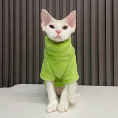 Sphynx Cat Turtleneck Sweater - Soft Fleece Winter Coat for Hairless Cats