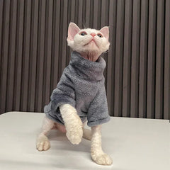Sphynx Cat Turtleneck Sweater - Soft Fleece Winter Coat for Hairless Cats